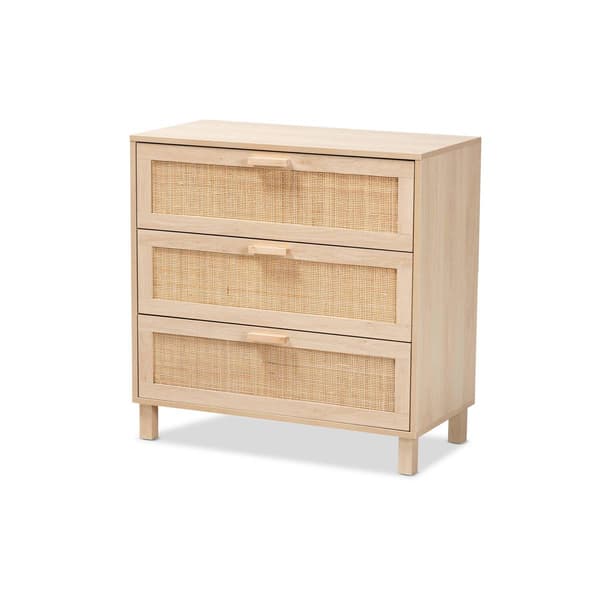 Baxton Studio Sebille Light Brown Wood 3-Drawer Storage Chest
