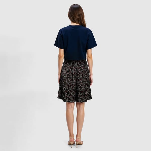 Womens Perceptions Short Sleeve Floral Drape Jacket Dress