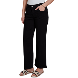 Womens Ruby Rd. Key Items Jet Black Stovepipe Wide Leg Jeans