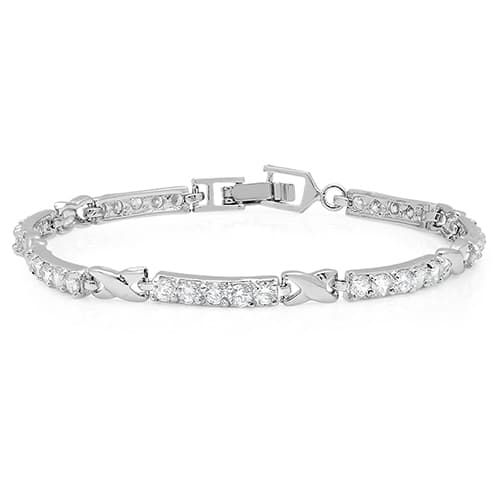 18kt. White Gold Plated Swivel Tennis Bracelet - image 