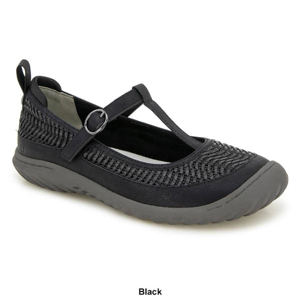 Womens JBU Summer Memory Foam T-Strap Flats