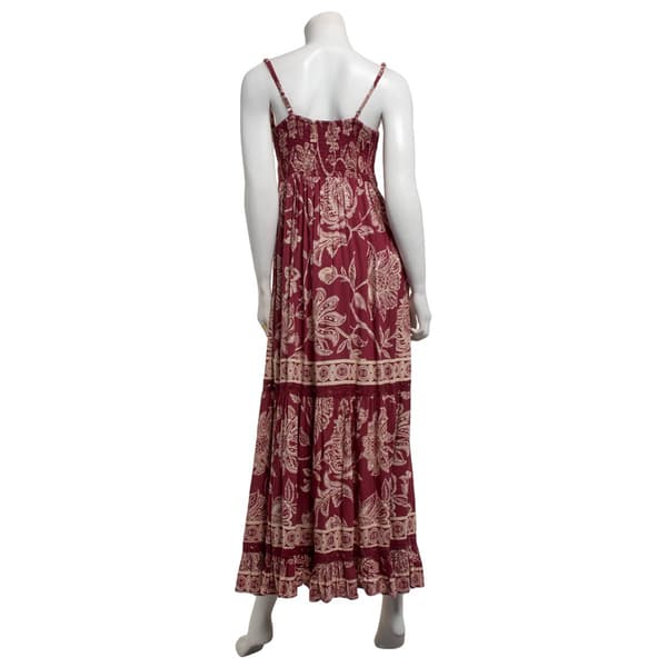 Juniors Angie Floral Gauze Twist Front Tier Maxi Slip Dress