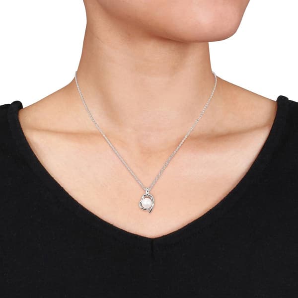 Gemstone Classics™ Pearl & Diamond Heart Pendant