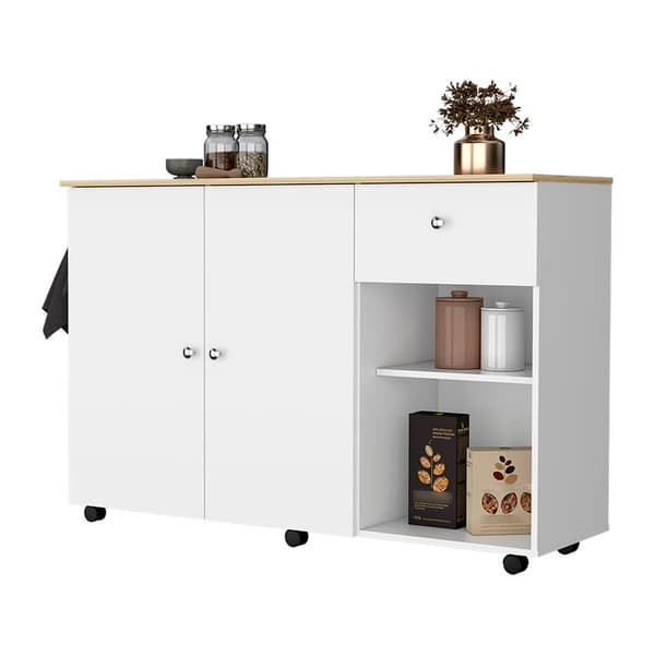 FM FURNITURE Chico White Kitchen Island