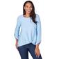 Womens Ruby Rd. Blue Horizon Round Neck Knit Twist Front Blouse - image 1