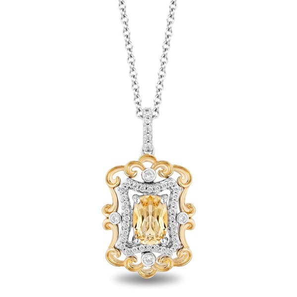 Enchanted by Disney Sterling Silver & Gold Belle Pendant - image 