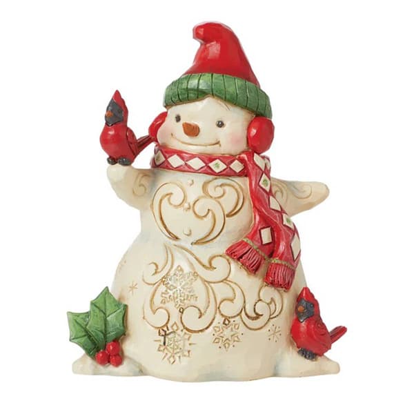 Jim Shore Snowman w/ Earmuffs & Cardinal