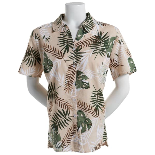 Womens Erika Hayden Bachata Palm Short Sleeve Top-Neutral - image 