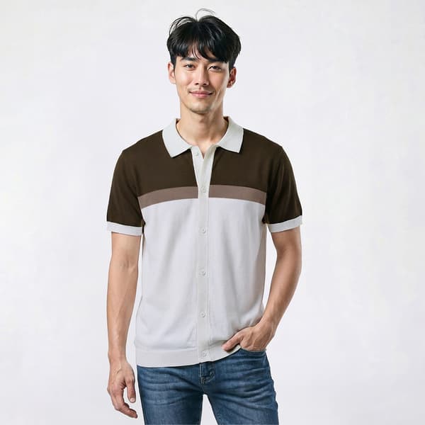Young Mens Company 81 Valito Button Down Color Block Sweater Polo