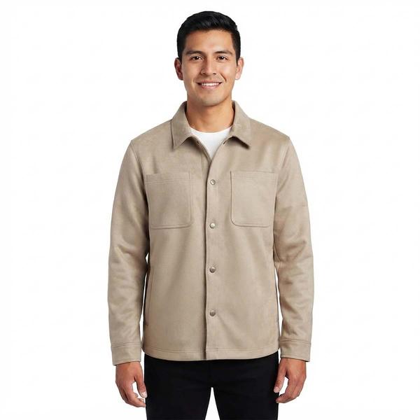 Mens London Fog Faux Suede Shirt Jacket - image 