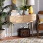 Baxton Studio Baird Oak Brown Wood/Rattan 2-Drawer Console Table - image 7