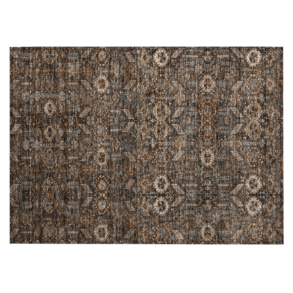 HomeRoots Chocolate Tribal Washable Indoor Outdoor Accent Rug