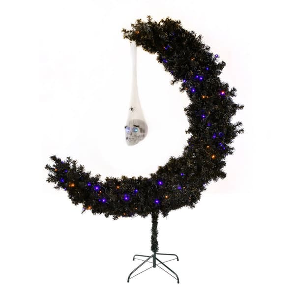 National Tree 6ft. Pre-Lit Halloween Black Moon Shape Tree