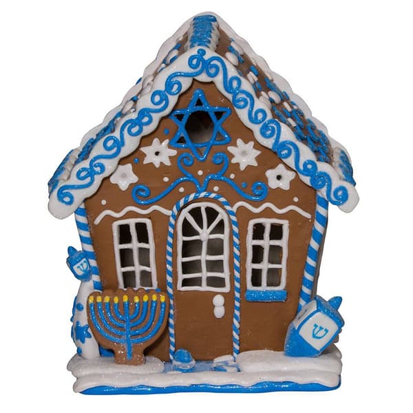 Kurt Adler 7in. LED Hanukkah Gingerbread House Table Piece