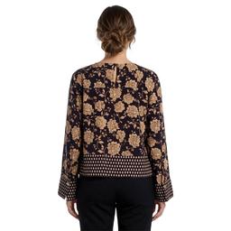 Womens Nautica Challis Long Sleeve Floral Diamond Blouse