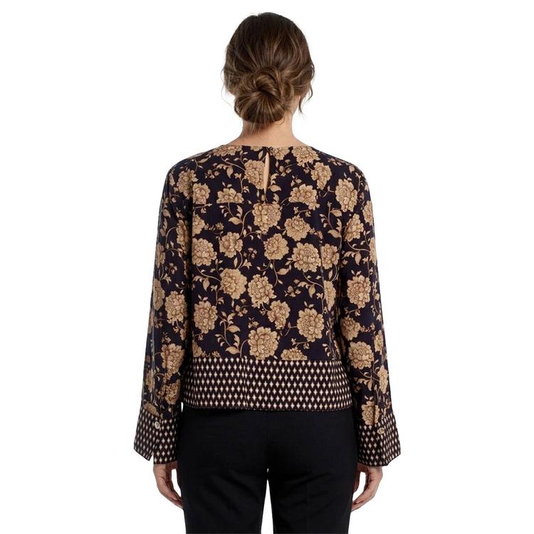 Womens Nautica Challis Long Sleeve Floral Diamond Blouse