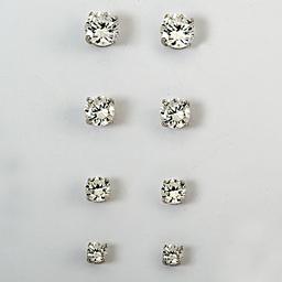 Ellen Tracy Sterling Cubic Zirconia Earrings Set