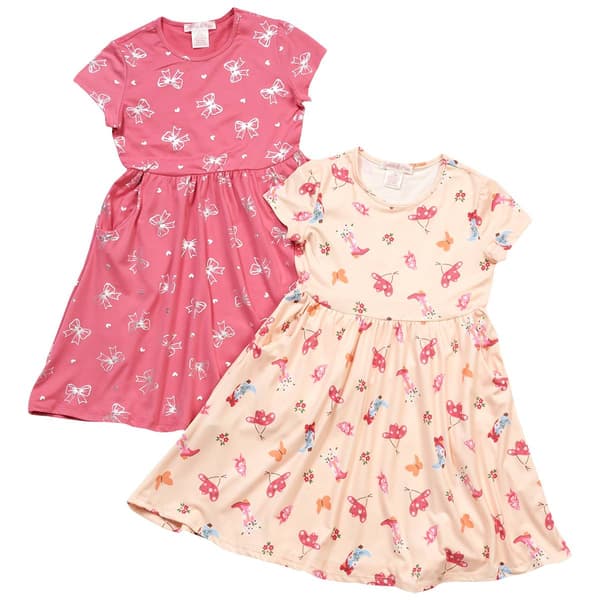 Girls (7-12) Emma & Elsa 2pk. Cowgirl/Bow Dresses - image 