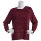 Petite Napa Valley Long Sleeve Button Shoulder Space Dye Sweater - image 1