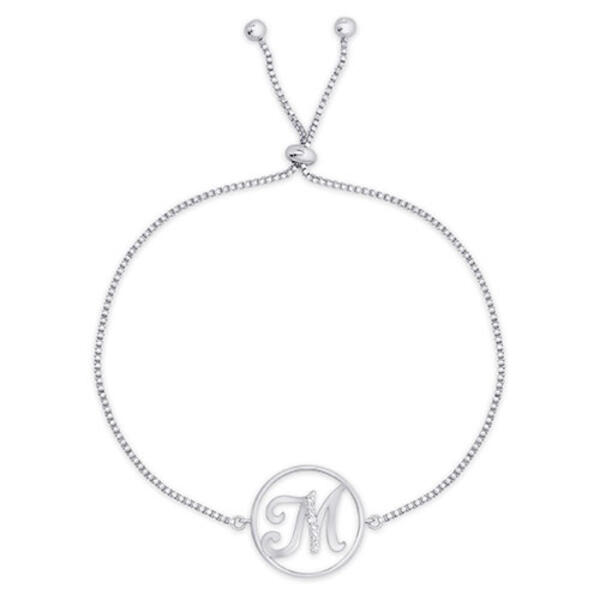 Accents by Gianni Argento Diamond Plated Initial M Adj. Bracelet - image 