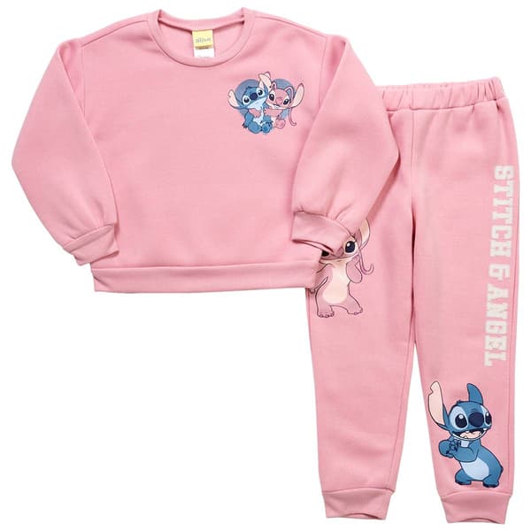 Girls &#40;4-6x&#41; Disney Stitch & Angel Back Art Sweatshirt & Joggers