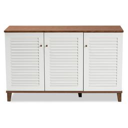 Baxton Studio Coolidge 8 Shelf Wood Shoe Storage Cabinet