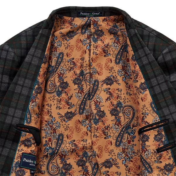 Mens Paisley &amp; Gray® Peak Knit Blazer - Forest Charcoal