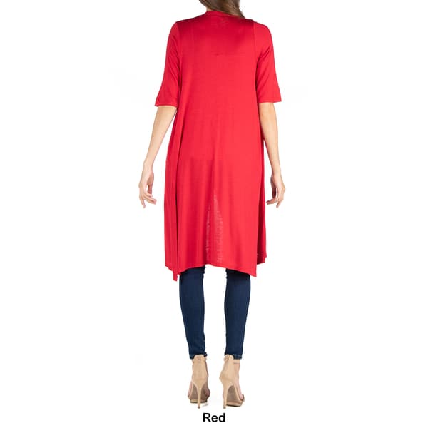 Womens 24/7 Comfort Apparel Half Sleeve Open Front Cardigan