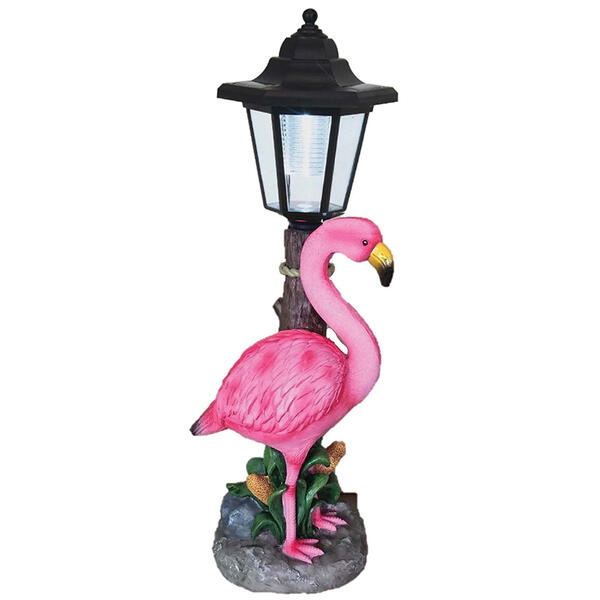 Santa's Workshop 16in. Flamingo Solar Light Post - image 