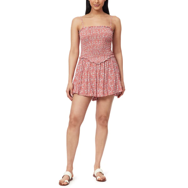 Juniors Wallflower Gauze Smock Bodice Flowy Romper