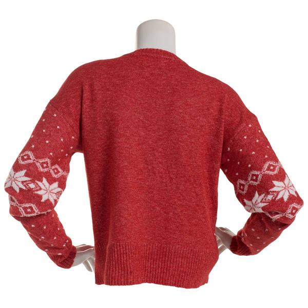 Juniors No Comment Mossy Fair Isle Crew Neck Sweater with Socks