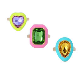 Steve Madden Colorful Mixed Gems Ring Set