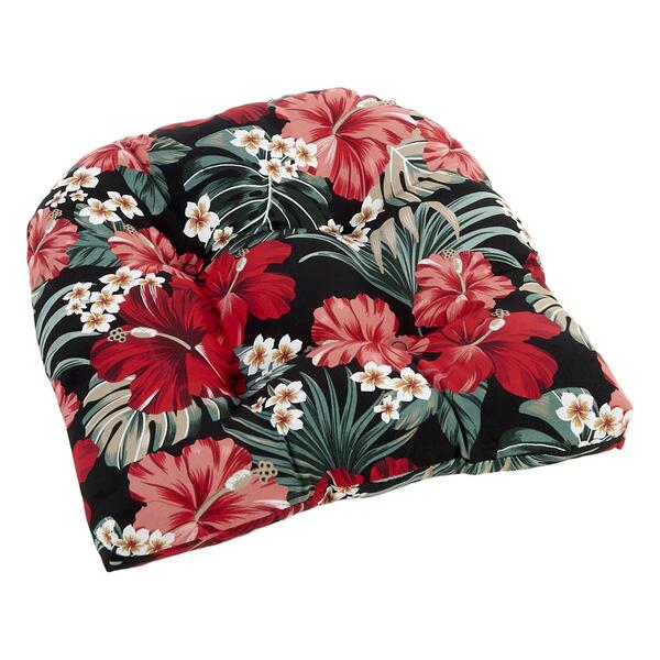 Jordan Manufacturing Wicker Chair Cushion - Black/Red Floral - image 