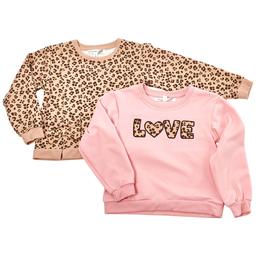 Girls (7-16) BTween(R) 2pk. Leopard/Love Fleece Lined Sweatshirt
