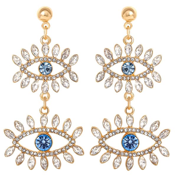 Jessica Simpson Imitation Yellow Gold Evil Eye Dangle Earrings