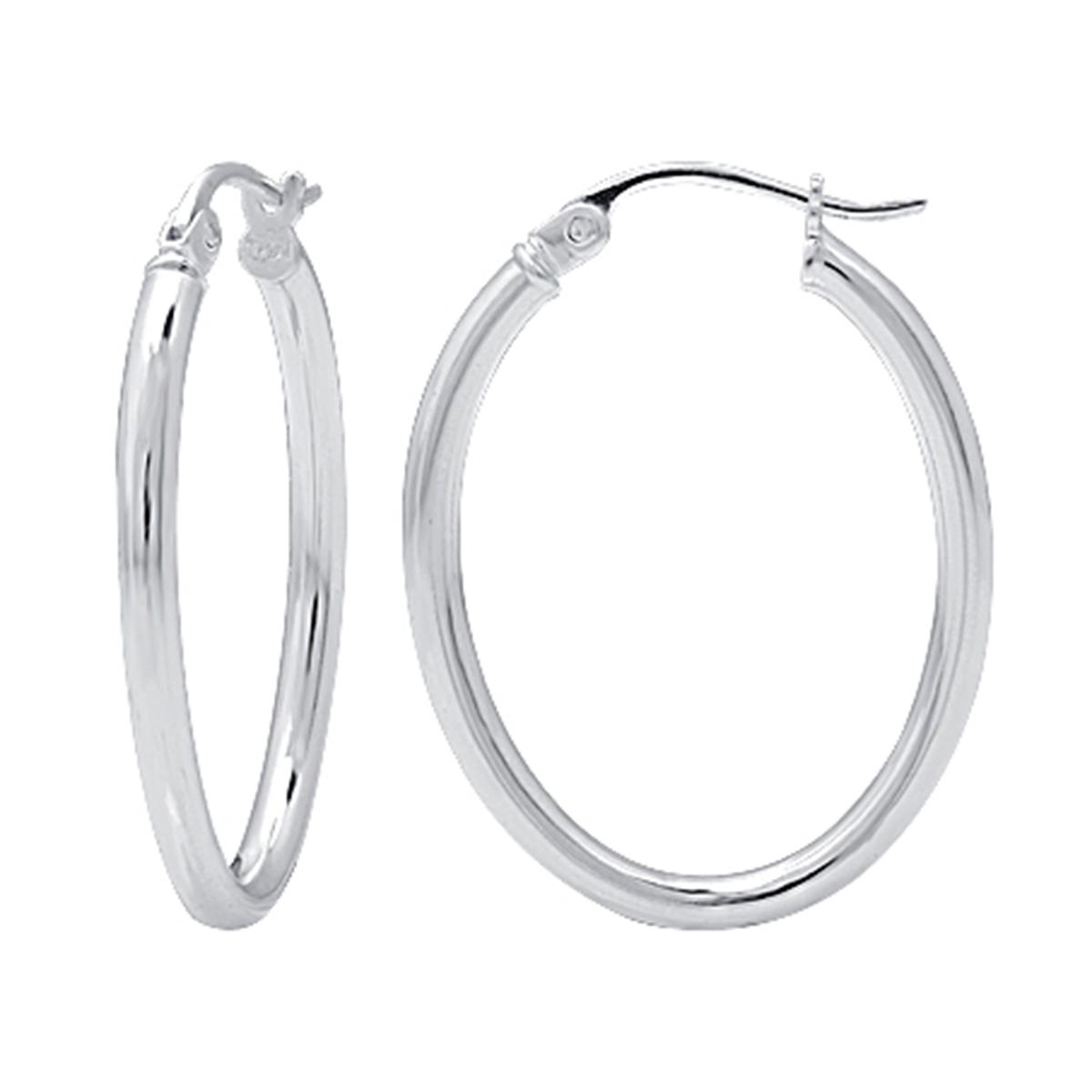 Designs by FMC Polished Sterling Silver Oval Hoop Earrings