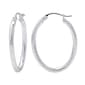 Sterling Silver 2x2x35mm Oval Polished Hoop Earrings - image 1