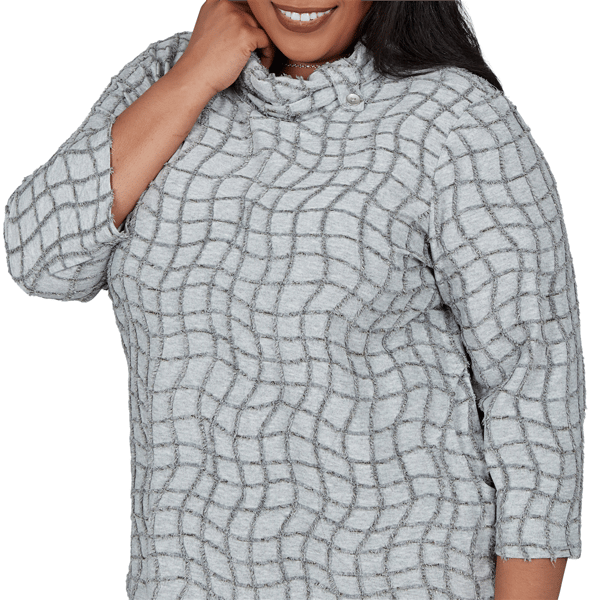 Plus Size Alfred Dunner Vail Feather Yarn Cowl Neck Blouse