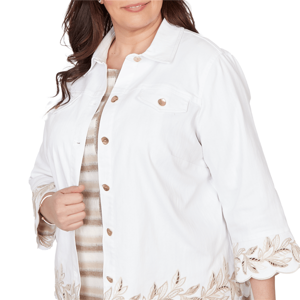 Plus Size Alfred Dunner Natural Wonder Embroidered Denim Jacket