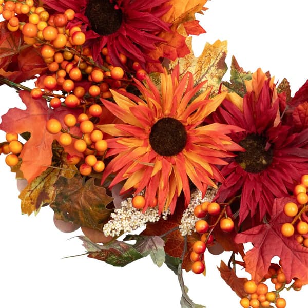 Northlight Seasonal Leaves & Flowers Fall Wreath