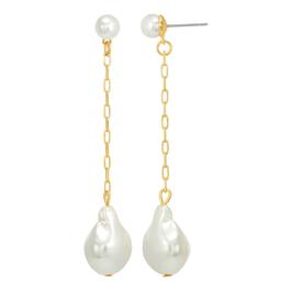 Roman Gold-Tone Baroque Pearl Chain Dangle Earrings