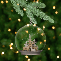 Northlight Deer Family in Snow Glass Globe Christmas Ornament
