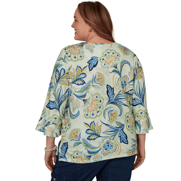 Plus Size Alfred Dunner Indigo Girls Bold Meadow Floral Blouse