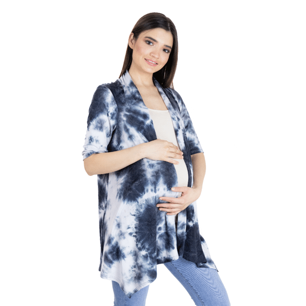 Womens 24/7 Comfort Apparel Tie Dye Maternity Cardigan