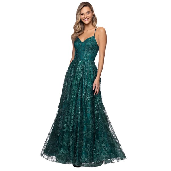 Juniors Blondie Nites Glitter Corset A-Line Dress with Pockets - image 