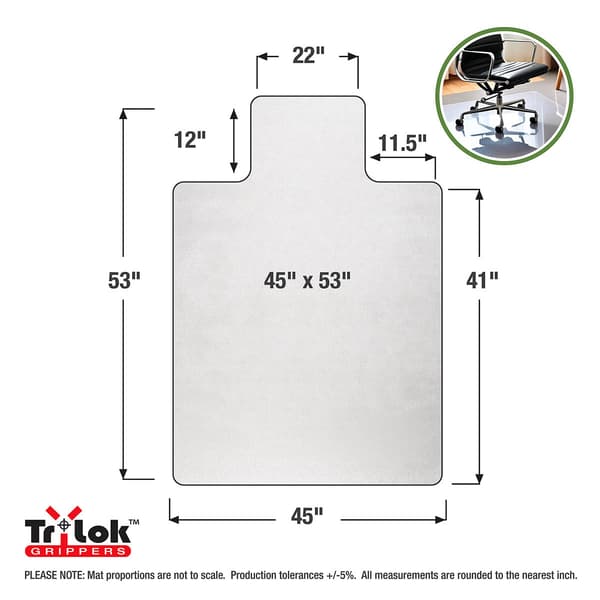 Floortex® TrYlok® Lipped Chair Mat for Carpets up to 1/4in.