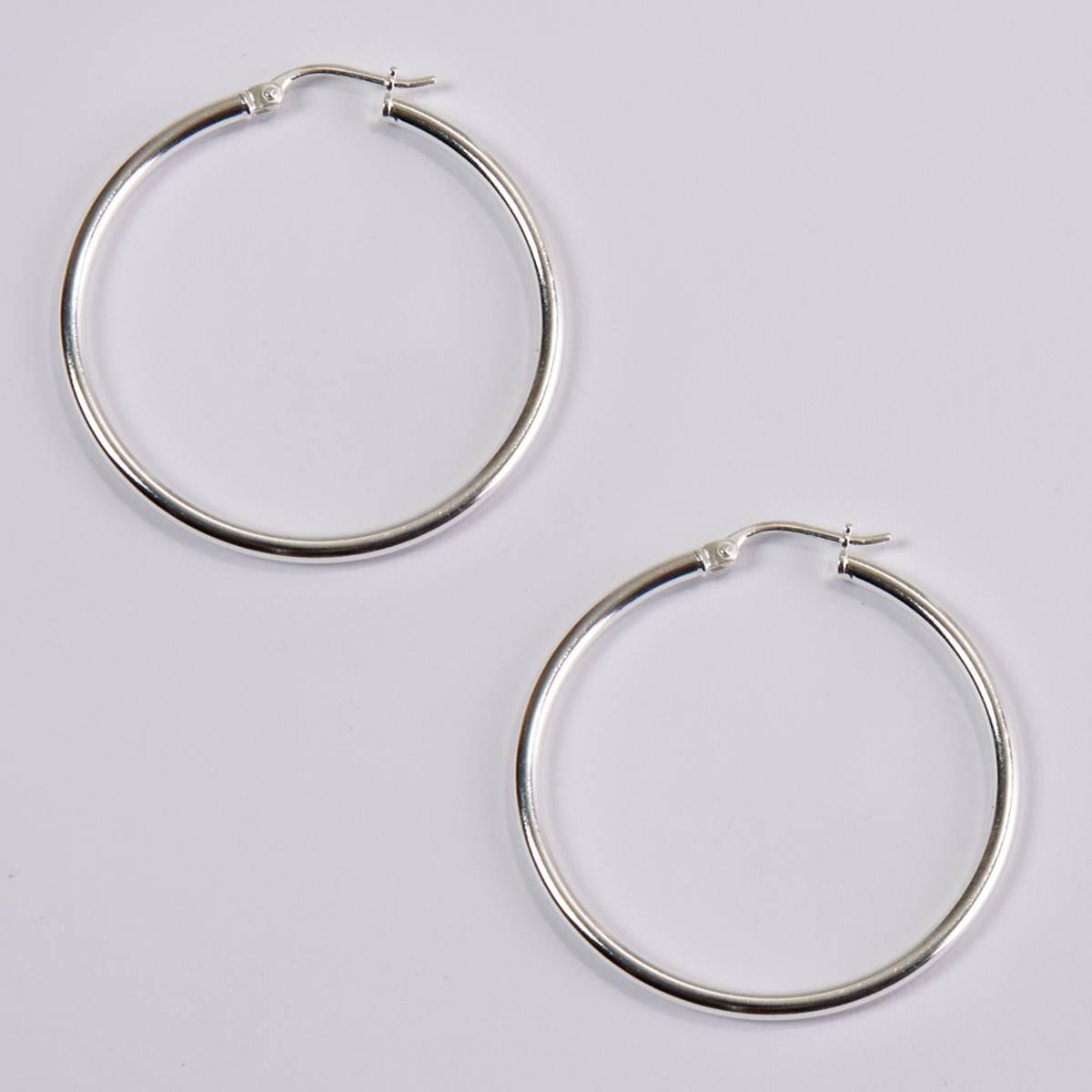 Designs by FMC Sterling Silver 3x30mm Polished Hoop Earrings