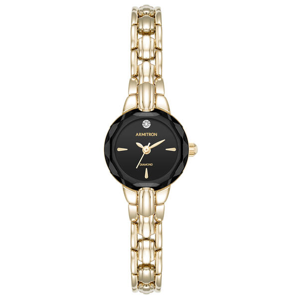 Womens Armitron Diamond Accented Gold Watch - 75-5943BKGP - image 