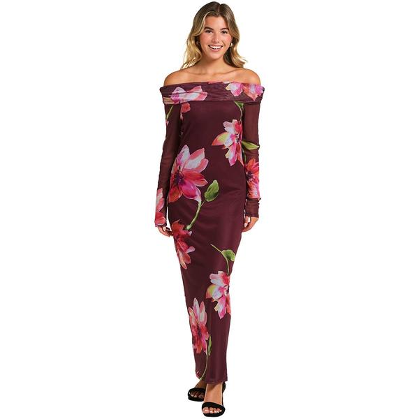 Juniors Madden Girl Long Sleeve Floral Off The Shoulder Dress