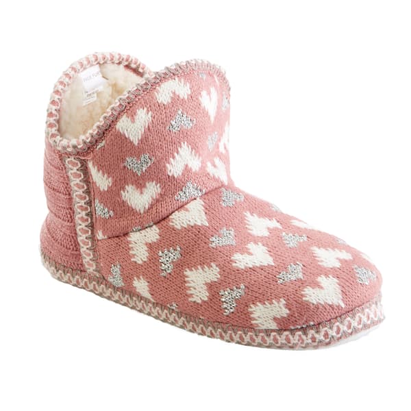 Womens Capelli New York Heart Knit Boot Slippers